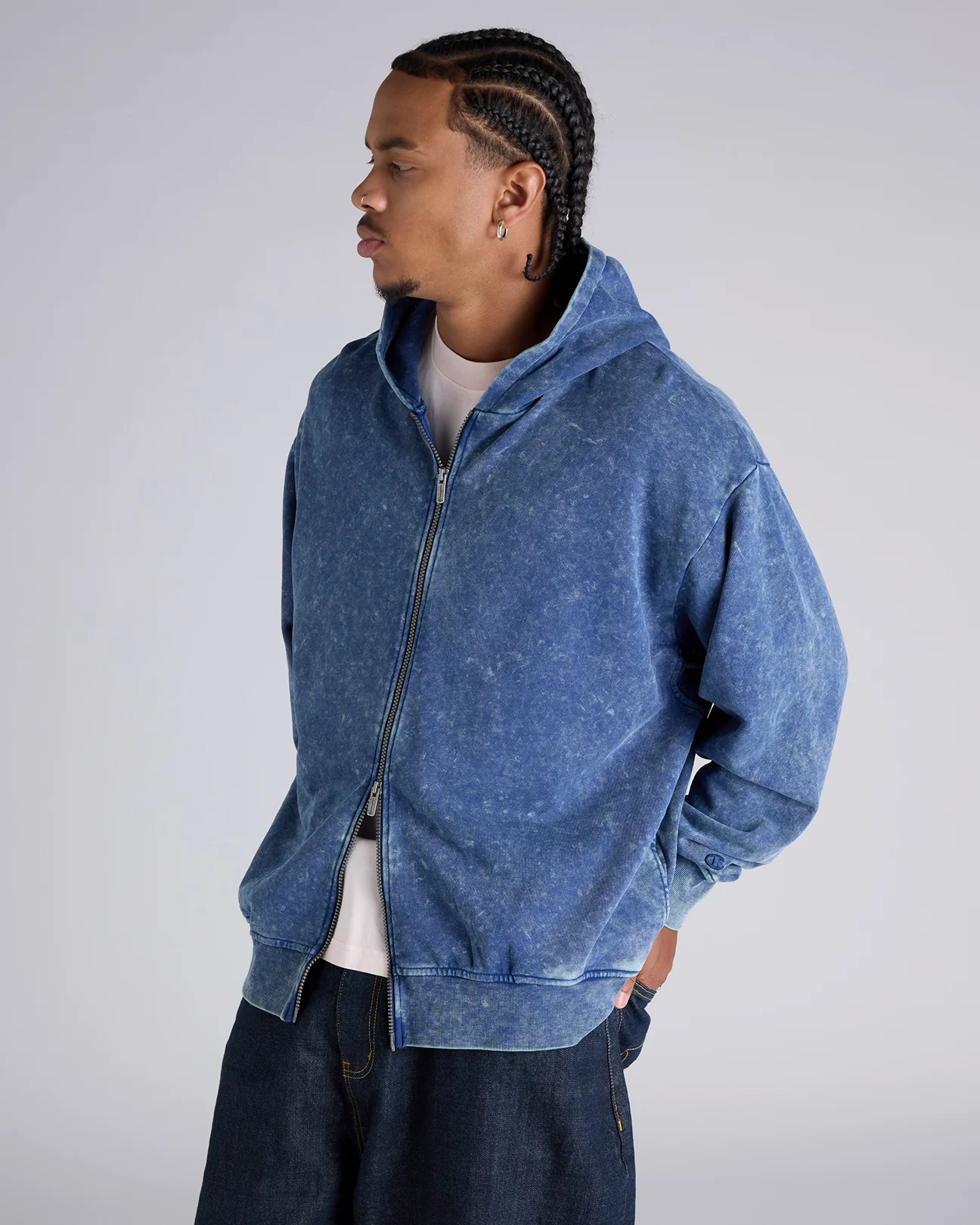 Mineral Wash Zip Through Hoodie - Image 2