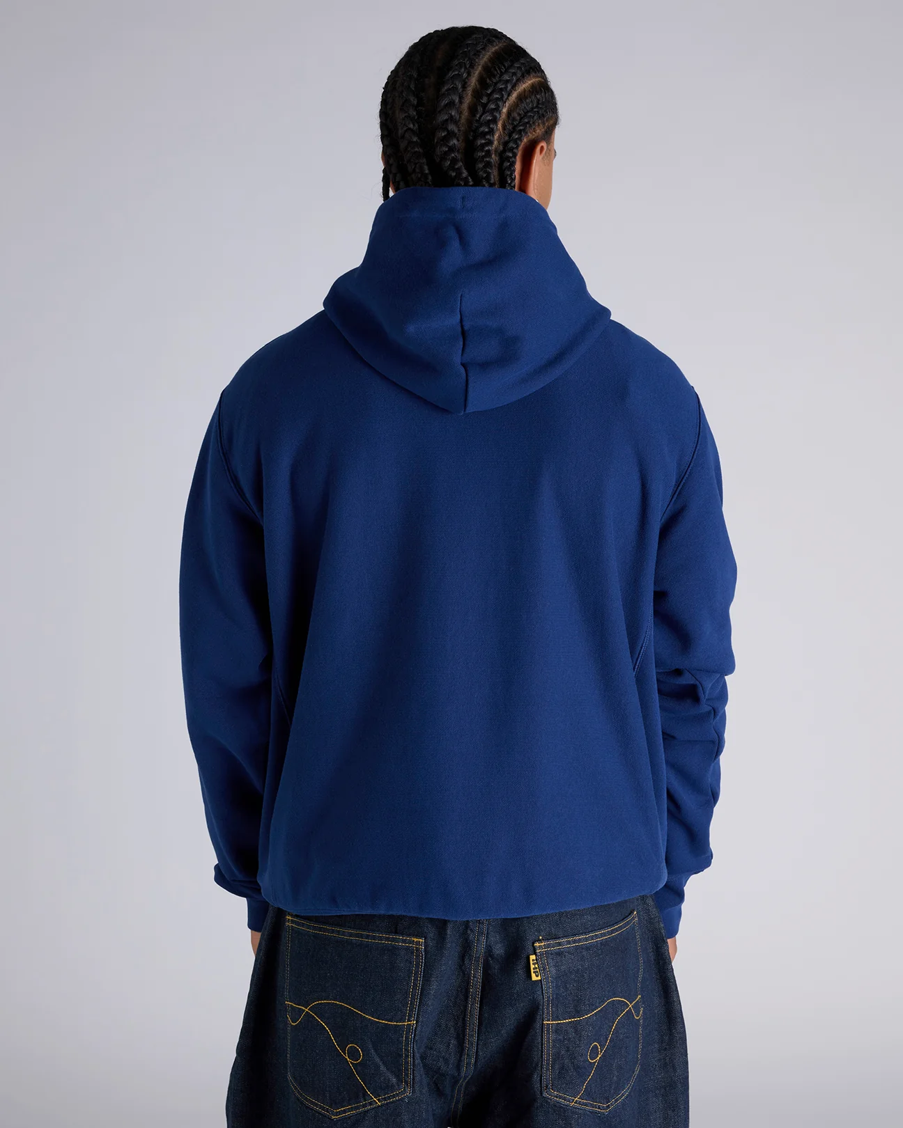 Reverse Weave Plaid Panel Hoodie - Image 3
